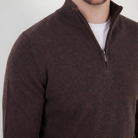 Brown Half-Zip Sweater