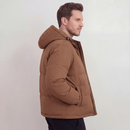 Brown Hooded Puffer Jacket