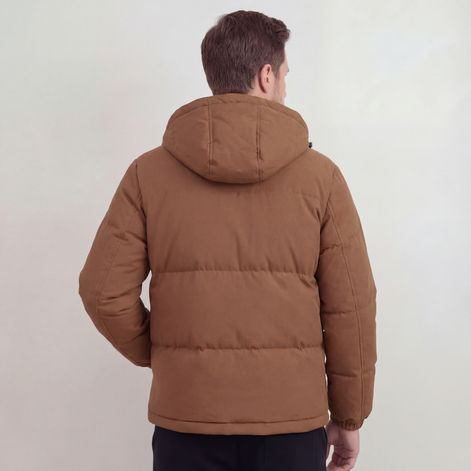 Brown Hooded Puffer Jacket