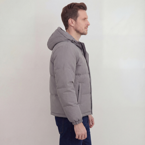 Grey Hooded Puffer Jacket