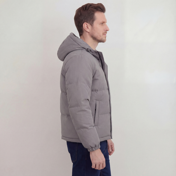 Grey Hooded Puffer Jacket
