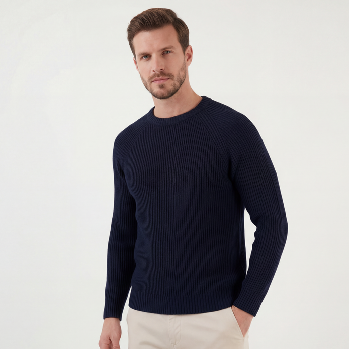 Navy English Rib Crewneck