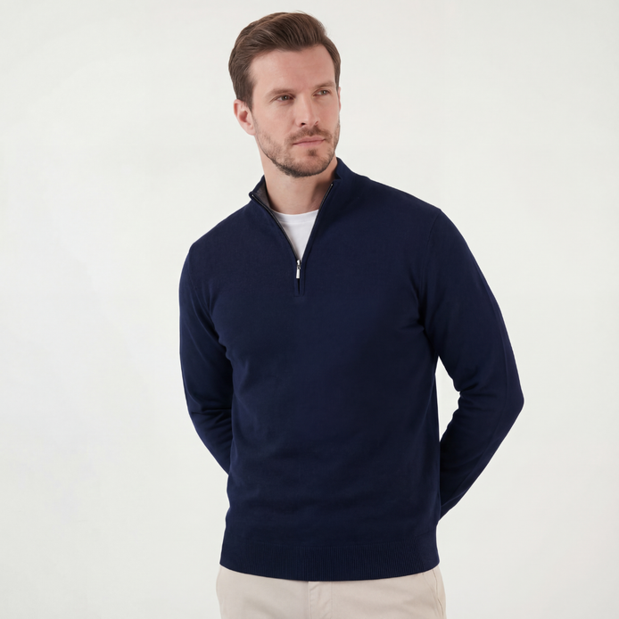 Navy Half-Zip Sweater