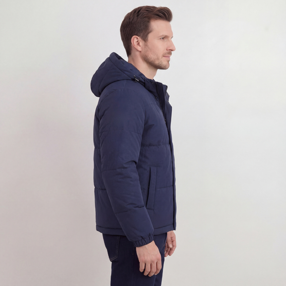 Navy Hooded Puffer Jacket